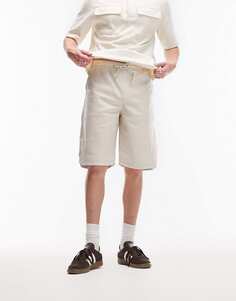 Короткие кожаные удлиненные шорты Topman