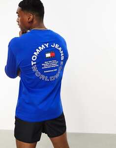 Синяя футболка с длинными рукавами и круглым вырезом Tommy Jeans