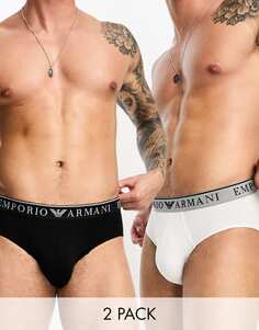 Комплект из двух черно-белых трусов Emporio Armani Bodywear