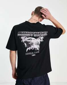 Черная футболка свободного кроя The Couture Club с принтом в виде орла на спине