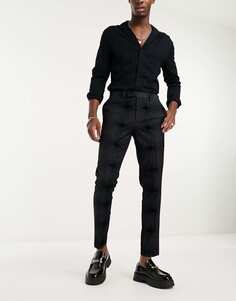 Черные костюмные брюки со звездами Twisted Tailor Carter
