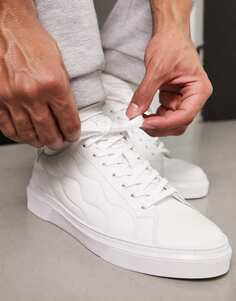 Белые кожаные стеганые кроссовки с луком Barbour International Glendale