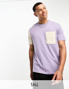 Фиолетовая футболка классического кроя с колор-блоками Another Influence Tall