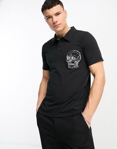 Черная футболка-поло с короткими рукавами и принтом в виде черепа Bolongaro Trevor