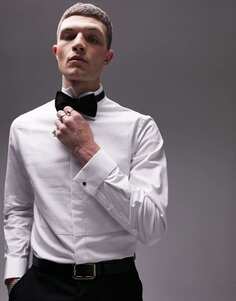 Белая узкая строгая рубашка с воротником-стойкой Topman Premium