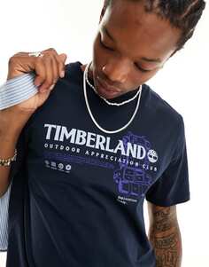 Темно-синяя футболка с уличным графическим принтом Timberland