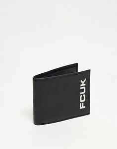 Черный кожаный кошелек с большим логотипом French Connection FCUK