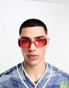 Кристально-розовые солнцезащитные очки без оправы с заклепками ASOS DESIGN