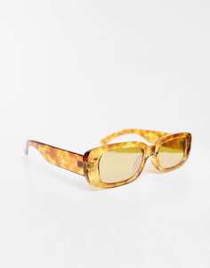 Солнцезащитные очки средней высоты с зеркальными линзами ASOS DESIGN черепахового цвета