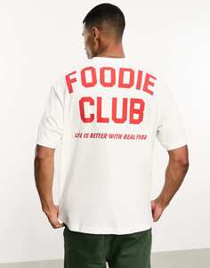 Белая футболка Foodie Club Bershka