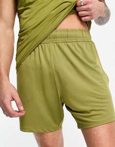 Оливково-зеленые шорты для тренировок средней длины Threadbare Fitness