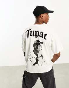 Белая футболка Pull&amp;Bear Tupac