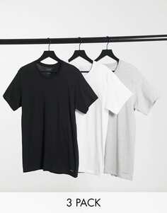 3 футболки Calvin Klein черного, белого и серого цветов