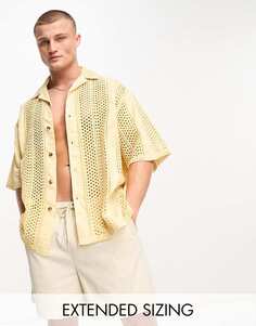 Объемная рубашка Revere с заниженными плечами ASOS DESIGN с английской вышивкой