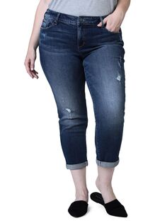 Укороченные джинсы со средней посадкой Slink Jeans, Plus Size