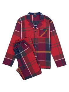 Пижамная рубашка и брюки в шотландскую клетку Barbour, красный