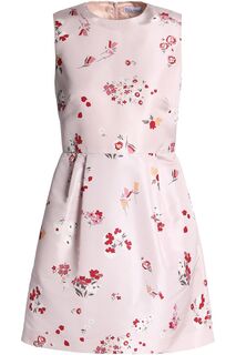 Платье мини из фая с цветочным принтом REDVALENTINO, розовый