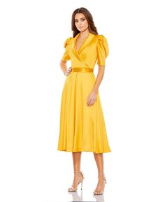 Женское платье трапециевидной формы с пышными рукавами длиной четверти Ieena MAC DUGGAL, золотой
