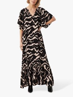 Part Two Многоуровневое платье макси с принтом зебры Othenia, черный/разноцветный