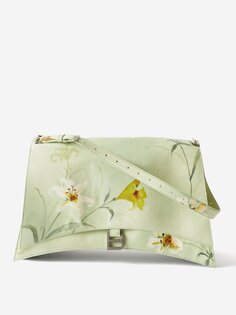Кожаная сумка на плечо crush l с цветочным принтом Balenciaga, зеленый