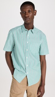 Рубашка Alex Mill Short Sleeve Mill Shirt In Stripe, зеленый