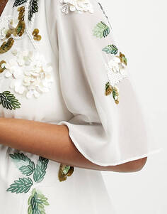 Кремовое платье макси с глубокими и развевающимися рукавами Hope &amp; Ivy Maternity