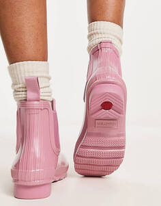 Розовые глянцевые ботинки челси Hunter original