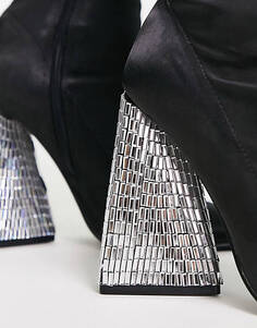 Черные ботфорты на каблуке с декором ASOS DESIGN Kent