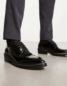 Черные туфли на шнуровке с цепочкой в стиле вестерн ASOS DESIGN