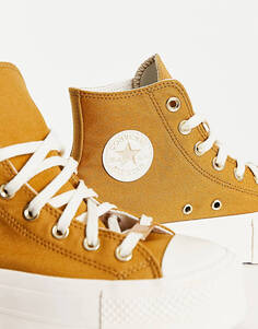 Золотые кроссовки на платформе Converse Chuck Taylor All Star Lift Hi