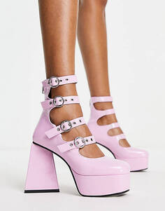 Лакированные розовые туфли на платформе с несколькими пряжками Lamoda True Romance