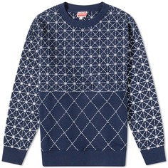 Свитшот Kenzo Sashiko Stich Oversized Crew, синий