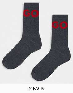 Набор из двух серых носков в рубчик HUGO Bodywear
