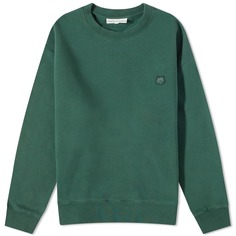 Свитшот Maison Kitsune Tonal Fox Head Patch Comfort Crew, темно-зеленый