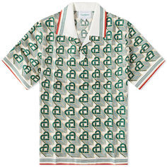 Шелковая рубашка Casablanca Heart Monogram Short Sleeve, зеленый