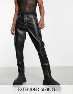 Зауженные брюки ASOS DESIGN из искусственной кожи с контрастной отстрочкой