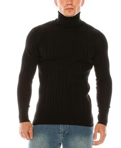 Мужской современный свитер в рубчик RON TOMSON, черный