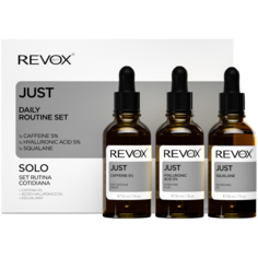 Revox Just Daily Routine Set набор: сыворотка с кофеином 5% для лица, 30 мл + сыворотка с гиалуроновой кислотой 5% для лица, 30 мл + сыворотка со скваланом для лица, 30 мл