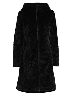 Пальто из искусственного меха с капюшоном Donna Karan New York, черный