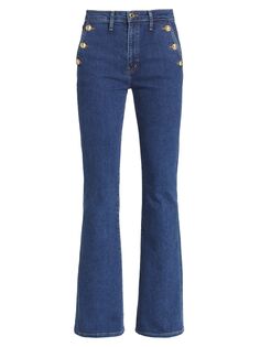 Эластичные расклешенные джинсы Goldie с высокой посадкой в матросском стиле Derek Lam 10 Crosby