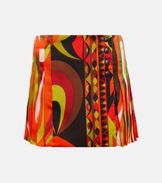 Плиссированная мини-юбка с принтом PUCCI, разноцветный
