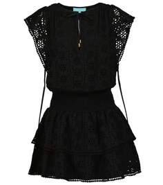 Мини-платье Keri с вышивкой английской вышивкой MELISSA ODABASH, черный
