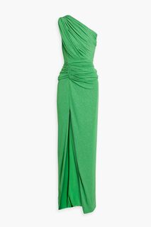 Платье из блестящего джерси на одно плечо со сборками Rhea Costa, зеленый