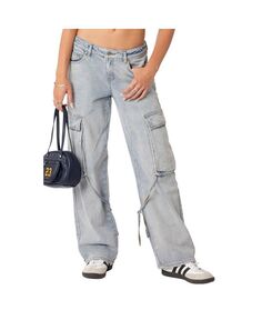 Женские брюки-карго из стираного денима с низкой посадкой Edikted