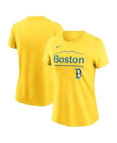 Женская золотая футболка Boston Red Sox City Connect с надписью Nike, золотой