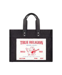 Большая большая сумка из потертого денима черного цвета True Religion, черный