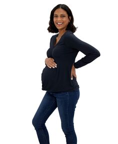 Женская повседневная одежда для беременных, футболка с длинными рукавами и запахом Ingrid + Isabel, черный