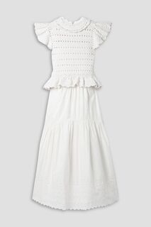 Платье-трансформер Rylee миди из английской вышивки с вырезами, связанное крючком SEA, белый