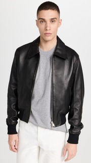 Куртка AMI Zipped Leather, черный
