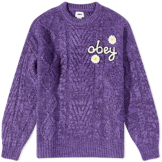 Свитер Obey Flora Logo, фиолетовый/белый